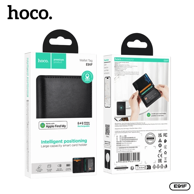 กระเป๋าเก็บการ์ดอัจฉริยะ HOCO E91F พร้อม GPS TRACKER ติดตามตำแหน่งทั่วโลก สำหรับ APPLE IOS เก็บบัตรได้ 11 ใบ